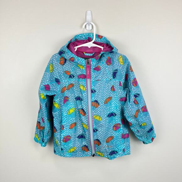 L.L. Bean Kids Discovery Rain Jacket Blue Umbrellas 4T